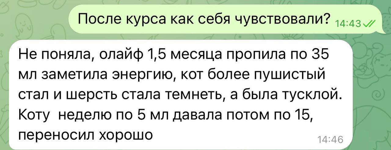 повышение энергии, улучшение состояния шерсти